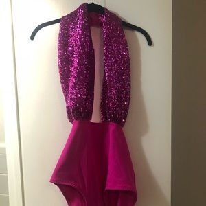 (XL) custom hot pink sequin one piece